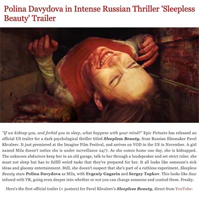 Polina Davydova in Intense Russian Thriller 'Sleepless Beauty' Trailer